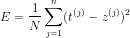 E = \frac{1}{N}\sum_{j=1}^{n}(t^{(j)}-z^{(j)})^{2}