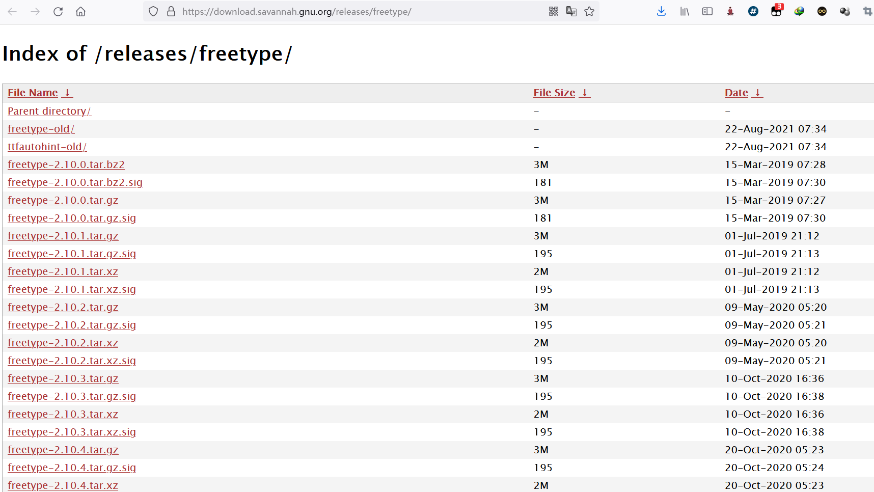 FreeType 源码下载地址