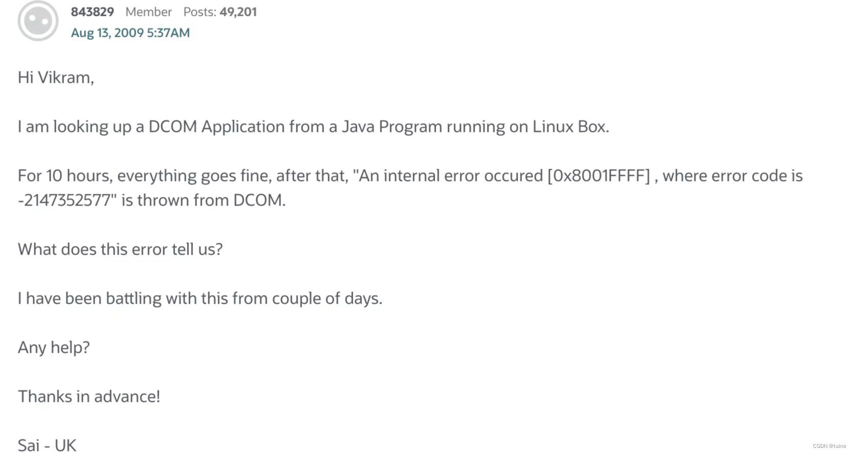 An internal error occurred. [0x8001FFFF]