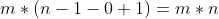 m*(n-1-0+1) = m*n