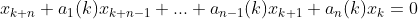 x_{k+n}+a_1(k)x_{k+n-1}+...+a_{n-1}(k)x_{k+1}+a_n(k)x_k=0