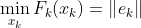 \min_{​{x_{k}}}F_{k}({x_{k}}) = \left \| e_k \right \|