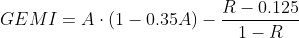 GEMI=A\cdot (1-0.35A)-\frac{R-0.125}{1-R}