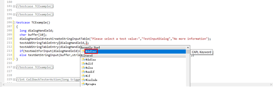 弹出最近使用的代码