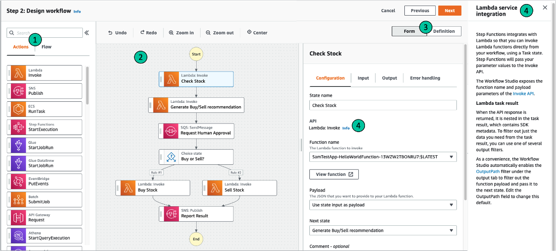 Step Functions 工作流程工作室组件