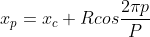 x_{p}=x_{c}+Rcos\frac{2\pi p}{P}