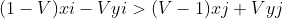 (1-V)xi-Vyi>(V-1)xj+Vyj