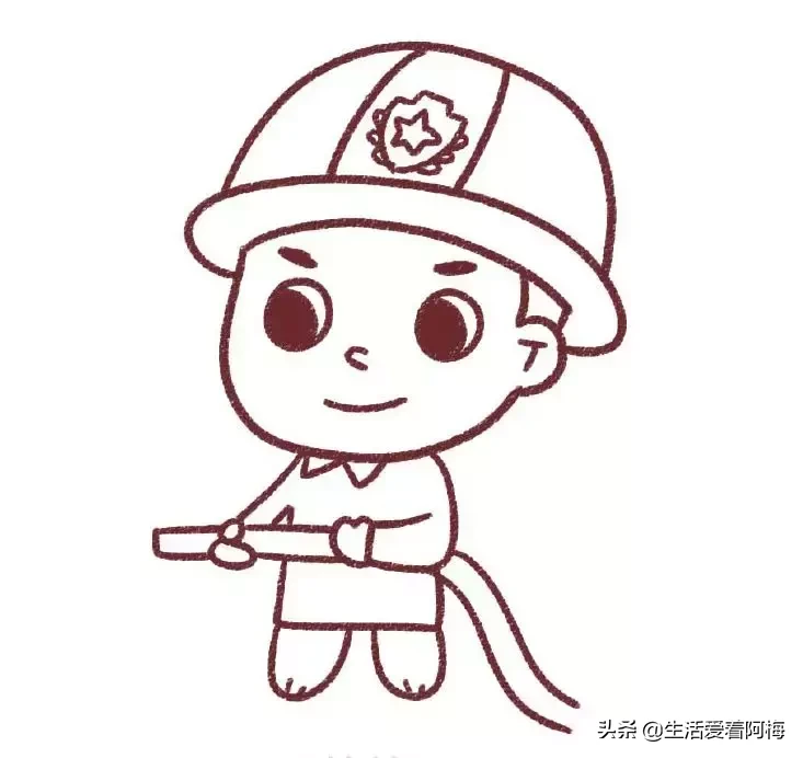 孩子们都喜欢的消防员出简笔画教程了，分享两种画法，收藏